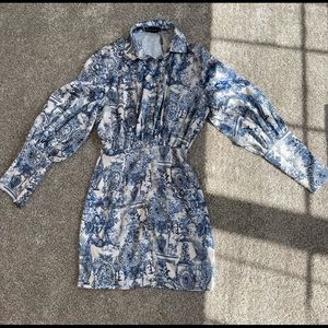 “MASTERPIECE” BLUE AND WHITE LONG SLEEVE DRESS 💙